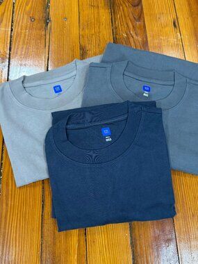 YZY Gap Yeezy Mock Neck Short Sleeve Shirt Men's Small Light Gray/Dk Gray/Blue